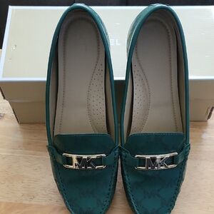 Michael Kors Green Loafers with Gold Logo